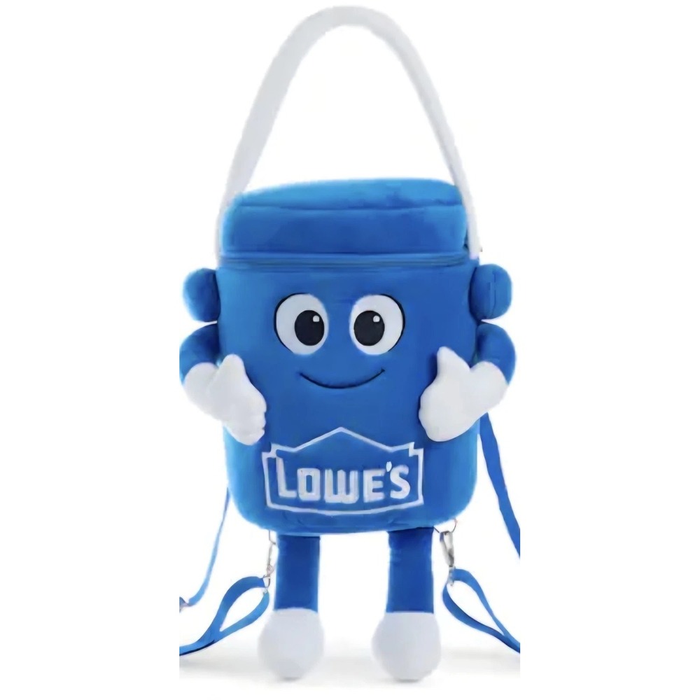 Lowe's Big Blue Plush Bucket Backpack Zip Closure Limited Edition NWT